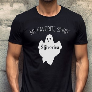 Men&#39;s Funny Balkan Drinking Shirt, Sljivovica T-Shirt, Cool Croatia Halloween Outfit, Bosnian Guy Ghost Serbia Rakija Tee, Smijesna Majica