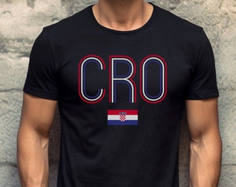 CRO Croatia Flag T-Shirt, Hrvatska Zastava Majica, Hrvatski Nogomet Fan Gear Gift, HNS Croatia Soccer Fudbal Clothes, Men's Short Sleeve Tee