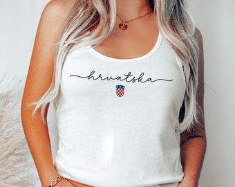 Hrvatska Tank Top, Cute Croatia Girl Outfit, Zastava Souvenir Soccer Cup Gear Nogomet Majica Gift Hrvatica Rodjendan Poklon, Europe Shirt