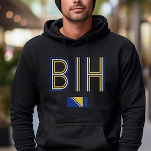 BIH Bosnia and Herzegovina Flag Hoodie, Bosnian Soccer Sweatshirt, Bosna i Hercegovina Bosanski Fudbal Odjeća, Bosanac Džemper Zastava Jakna