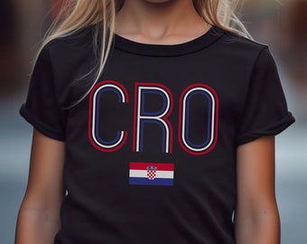 CRO Croatia Soccer Fan Kids Shirt, Boys Girls Croatian Flag Tee Croat Soccer Tshirt, Hrvatska Zastava Djeca Nogomet Majica, Fudbal Odjeca