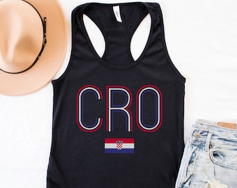 CRO Croatia Soccer Tank Top, Women's Croatian Football Fan Gear, Hrvatski Nogomet Majica, Hrvatica Poklon Hrvatska Zastava Flag Euro Clothes