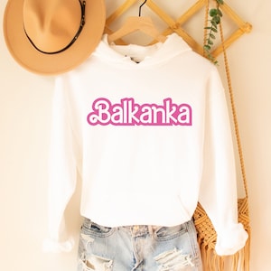 Girly Balkanka Sweatshirt, Balkan Women&#39;s Hoodie Cute Croatia Bosnia Serbia Blonde Sweater Rodendan Dzemper Poklon Albania Bulgaria Romania