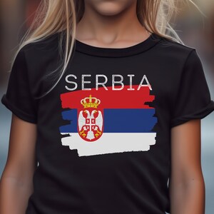 Kid&#39;s Serbia Flag T-Shirt, Srpka Zastava Deca Majica, Srbija Fudbal Soccer Shirt Football Gear, Balkan Toddler Slavic Pride Heritage Clothes