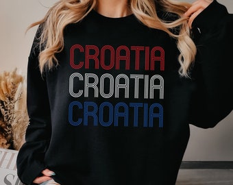Retro Cool Croatia Sweatshirt, Croatian Soccer Fan Gear Gift, Europe Football, Hrvatska Duks Poklon, Hrvatski Nogomet Dzemper Fudbal