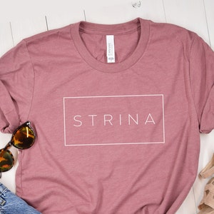 Modern Strina Shirt, Balkan Croatian Bosnian Serbian Aunt Gift Tee Surprise, Nova Strina Majica Poklon Pregnancy Surprise Reveal for Sister