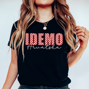 Idemo Hrvatska Majica, Croatian Soccer Fan Shirt, Cute Croatia Red Checkers Football Tshirt, Hrvatski Nogomet Odjeca, Vatreni
