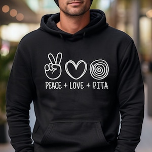 Peace Love Pita Hoodie, Funny Bosnia Sweater Gift, Croatia Clothes, Serbian Sweatshirt, Smijesna Hrvatska Dzemper, Srbija Jakna Bosna Poklon