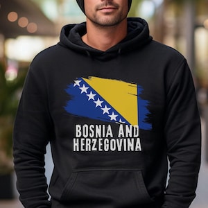 Bosnia and Herzegovina Flag Hoodie, BIH Bosnian Soccer Sweatshirt Clothes, Bosanski Fudbal Dzemper Poklon, Bosna Hercegovina Odjeca Poklon