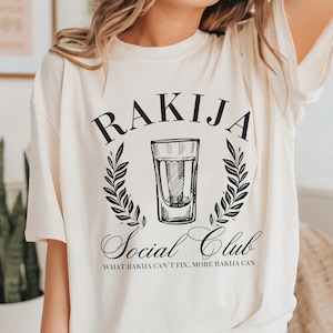 Rakija Social Club Shirt, Funny Balkan Drinking Shirt, Drustveni Klub Majica, Bosnia Serbia Croatia Gift for Her, Cute Balkanka Poklon