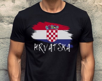 Hrvatska Majica, Hrvatski Nogomet Poklon, Croatian Pride Shirt, Croatia Flag Heritage Tee Balkan Soccer Fan Gift Men's Short Sleeve T-Shirt