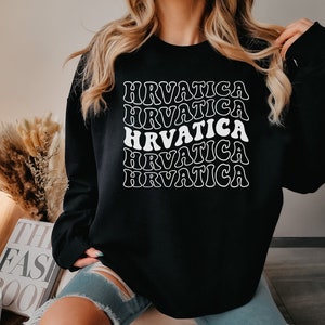 Hrvatica Sweatshirt, Cute Croatian Girl Top, Croatia Soccer Fan Gift Hrvatski Nogomet Odjeca Hrvatska Zenska Dzemper Retro Balkan Women Duks