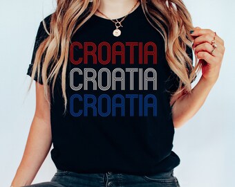 Retro Cool Croatia T-Shirt, Hrvatska Majica, Hrvatski Nogomet Fan Gear Gift, Cute Croatia Soccer Clothes, Europe Vacation Travel Tee