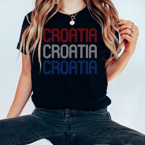 Retro Cool Croatia T-Shirt, Hrvatska Majica, Hrvatski Nogomet Fan Gear Gift, Cute Croatia Soccer Clothes, Europe Vacation Travel Tee