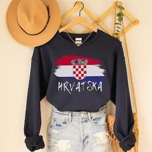 Hrvatska Flag Sweatshirt Gift, Croatia Zastava Dzemper Hrvatski Nogomet Odjeca Poklon Balkan Croatian Soccer Clothes Football Sweater