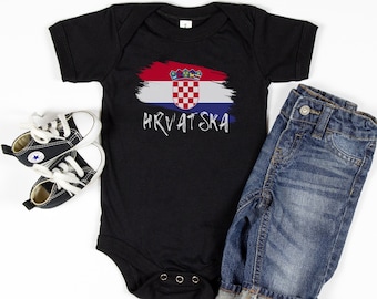Hrvatska Zastava Beba Majica, Body de bebé con bandera croata, Hrvatski Nogomet Beba Odjeca, ropa de fútbol, lindas camisas croatas para niños
