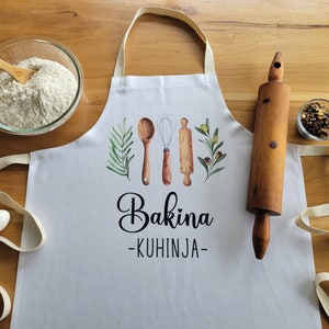 CUSTOM Apron Mamina Pekara Bakina Kuhinja Pregaca Bakas Kitchen Balkan Bosnian Croatian Serbian Grandma Gift Baka Baba Nena Nana Majka
