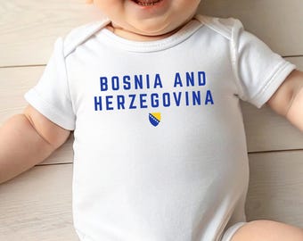 Minimalist Bosnia and Herzegovina Baby Bodysuit, BiH Coat of Arms Infant Shirt, Beba Majica