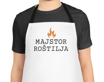 Majstor Rostilja Pregaca, Balkan Bosnian Serbian Croatian Grill Master Apron, Father's Day Gift Poklon Cevapi Rostilj Hrvatska Bosna Srbija