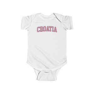 Croatia Checkers Baby Bodysuit, Croatian Red and White Checks Soccer Shirt, Hrvatska Beba Nogomet Majica White