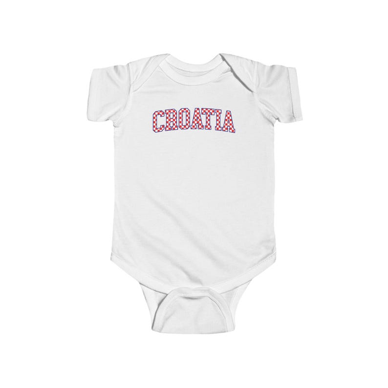 Croatia Checkers Baby Bodysuit, Croatian Red and White Checks Soccer Shirt, Hrvatska Beba Nogomet Majica White