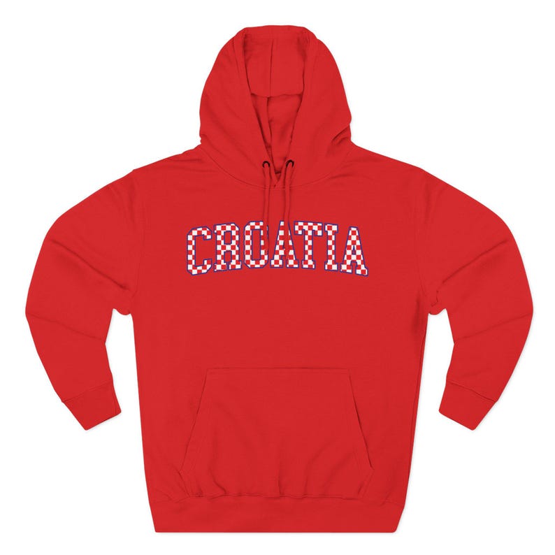 Croatia Checkers Hoodie, Croatian Red and White Checks Soccer Sweatshirt, Hrvatska Nogomet Džemper Red