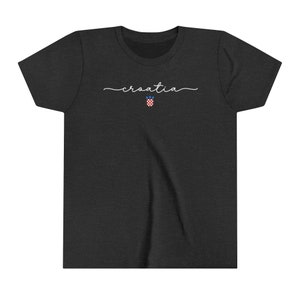 Croatia Kids Shirt, Croatian Soccer Cup Shirt, Europe Football Teams, Hrvatska Nogomet Majica, Zastava Hrvatski Grb Football Tee Dark Grey Heather
