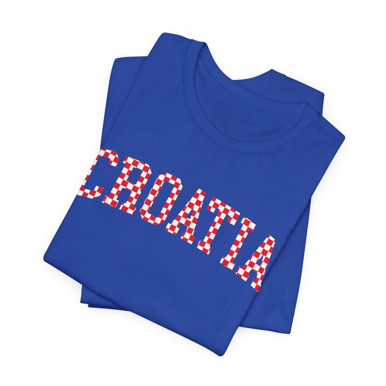 Croatia Checkers Shirt, Croatian Red and White Checks Soccer Tee, Hrvatska Nogomet Majica True Royal