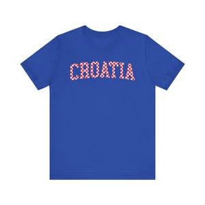 Croatia Checkers Shirt, Croatian Red and White Checks Soccer Tee, Hrvatska Nogomet Majica True Royal