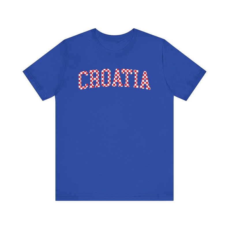 Croatia Checkers Shirt, Croatian Red and White Checks Soccer Tee, Hrvatska Nogomet Majica True Royal