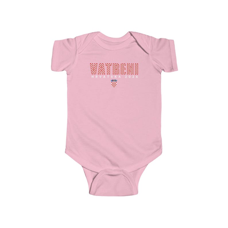 2026 Vatreni Baby Bodysuit, Hrvatska Majica, Croatia National Soccer Shirt, Croatian World Football Clothes Pink