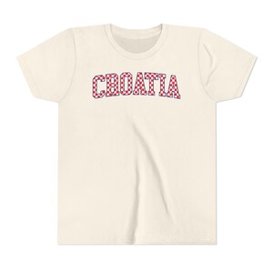 Croatia Checkers Kids Shirt, Croatian Red White Checks Soccer Tee, Hrvatska Djeca Nogomet Majica Natural