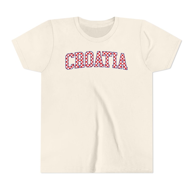 Croatia Checkers Kids Shirt, Croatian Red White Checks Soccer Tee, Hrvatska Djeca Nogomet Majica Natural