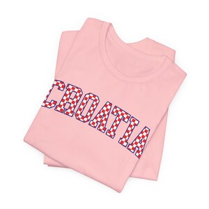 Croatia Checkers Shirt, Croatian Red and White Checks Soccer Tee, Hrvatska Nogomet Majica Pink