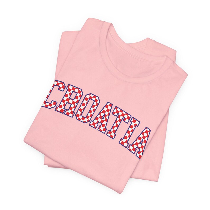 Croatia Checkers Shirt, Croatian Red and White Checks Soccer Tee, Hrvatska Nogomet Majica Pink