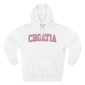 Croatia Checkers Hoodie, Croatian Red and White Checks Soccer Sweatshirt, Hrvatska Nogomet Džemper White
