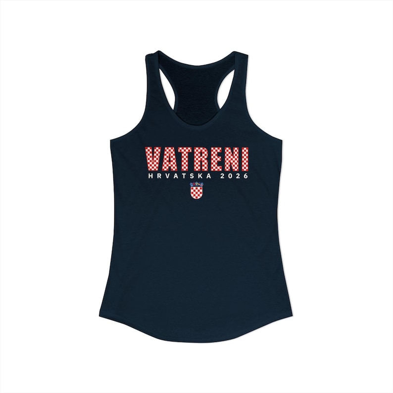 2026 Hrvatska Vatreni Tank Top, Republika Hrvatska Majica, Croatian Soccer Fan Shirt, Croatia World Football Solid Midnight Navy