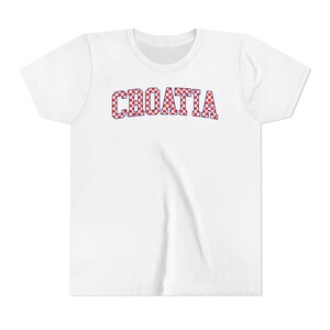 Croatia Checkers Kids Shirt, Croatian Red White Checks Soccer Tee, Hrvatska Djeca Nogomet Majica White