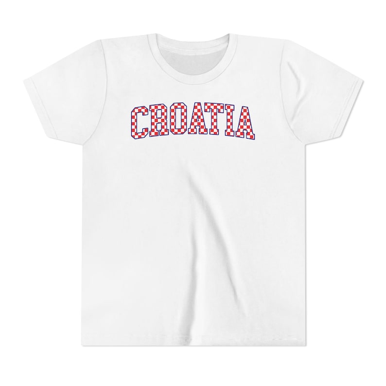 Croatia Checkers Kids Shirt, Croatian Red White Checks Soccer Tee, Hrvatska Djeca Nogomet Majica White