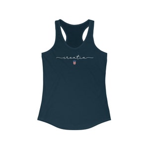 Croatia Tank Top, Cute Croatia Girl Outfit, Hrvatska Zastava Grb Souvenir Cup Gear, Nogomet Majica Gift Hrvatica Poklon, Euro Soccer Shirt Solid Midnight Navy