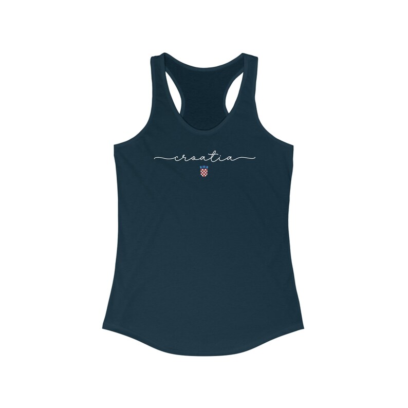 Croatia Tank Top, Cute Croatia Girl Outfit, Hrvatska Zastava Grb Souvenir Cup Gear, Nogomet Majica Gift Hrvatica Poklon, Euro Soccer Shirt Solid Midnight Navy
