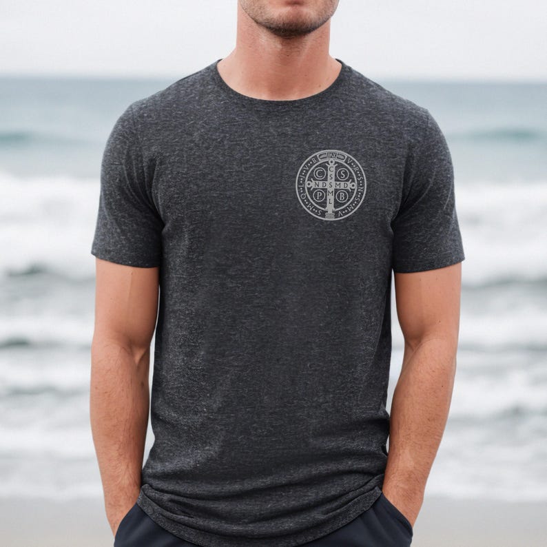 Saint Benedict Coin Shirt, Sveti Benedikt Medal T-Shirt, Medaljica Svetog Benedikta Majica image 3