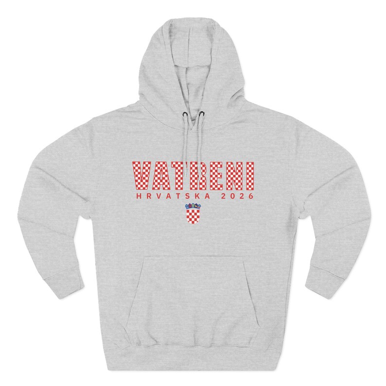 2026 Hrvatska Vatreni Hoodie, Republika Hrvatska Džemper, Croatian Soccer Fan Sweatshirt, Croatia World Football Clothes Heather Grey