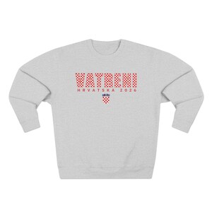 2026 Hrvatska Vatreni Sweatshirt, Republika Hrvatska Džemper, Croatian Soccer Fan Sweater, Croatia World Football Clothes Heather Grey