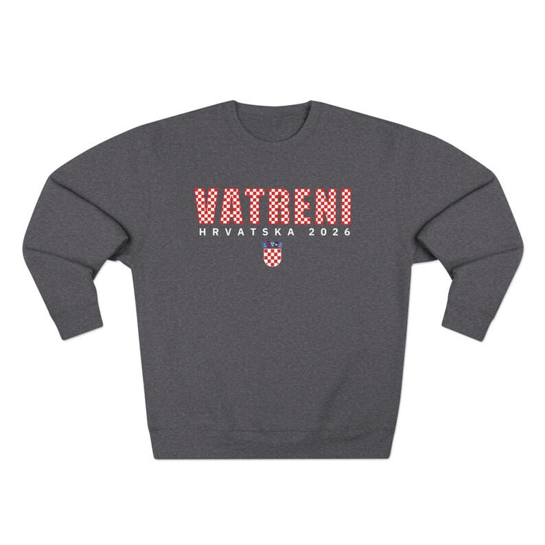 2026 Hrvatska Vatreni Sweatshirt, Republika Hrvatska Džemper, Croatian Soccer Fan Sweater, Croatia World Football Clothes Charcoal Heather