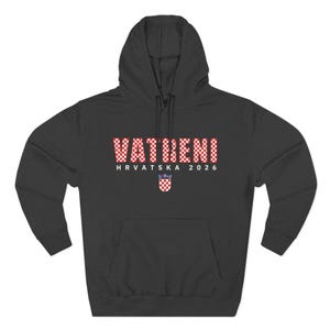2026 Hrvatska Vatreni Hoodie, Republika Hrvatska Džemper, Croatian Soccer Fan Sweatshirt, Croatia World Football Clothes Charcoal Heather