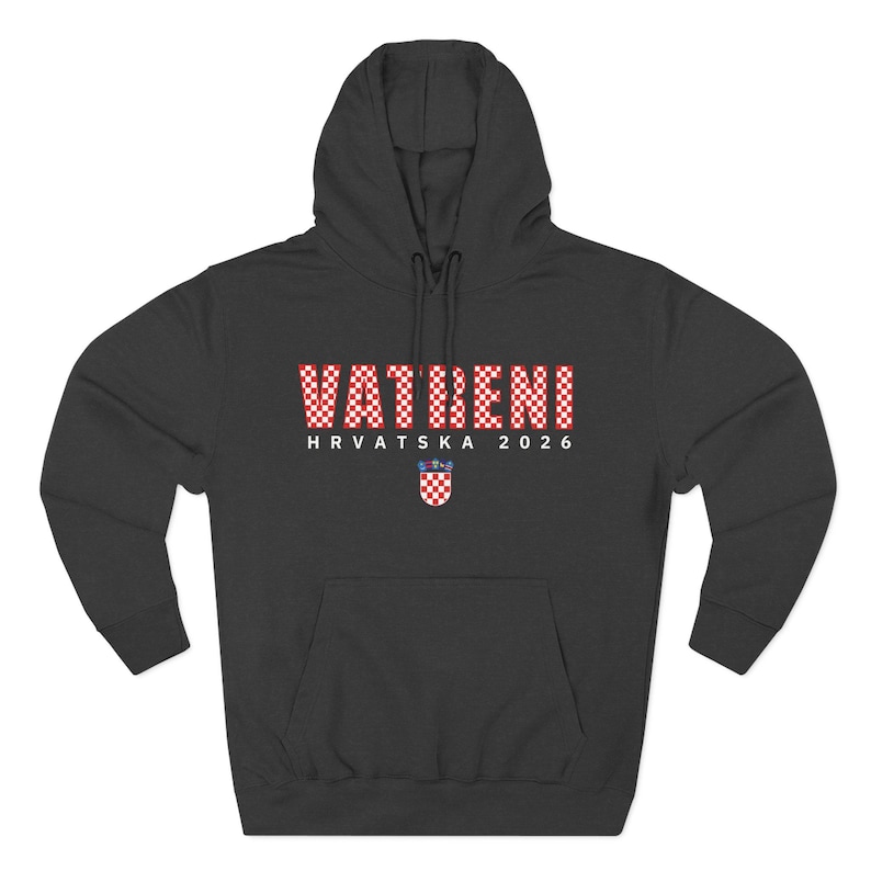 2026 Hrvatska Vatreni Hoodie, Republika Hrvatska Džemper, Croatian Soccer Fan Sweatshirt, Croatia World Football Clothes Charcoal Heather
