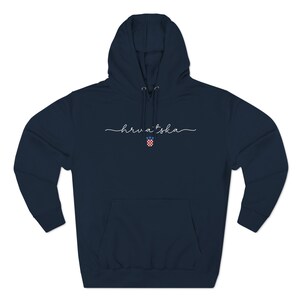Hrvatska Hoodie, Croatia Sweatshirt, Croatian Soccer Clothes Hrvatski Nogomet Odjeca Hrvat Hrvatica Rodjendan Poklon Croat Heritage Festival Navy