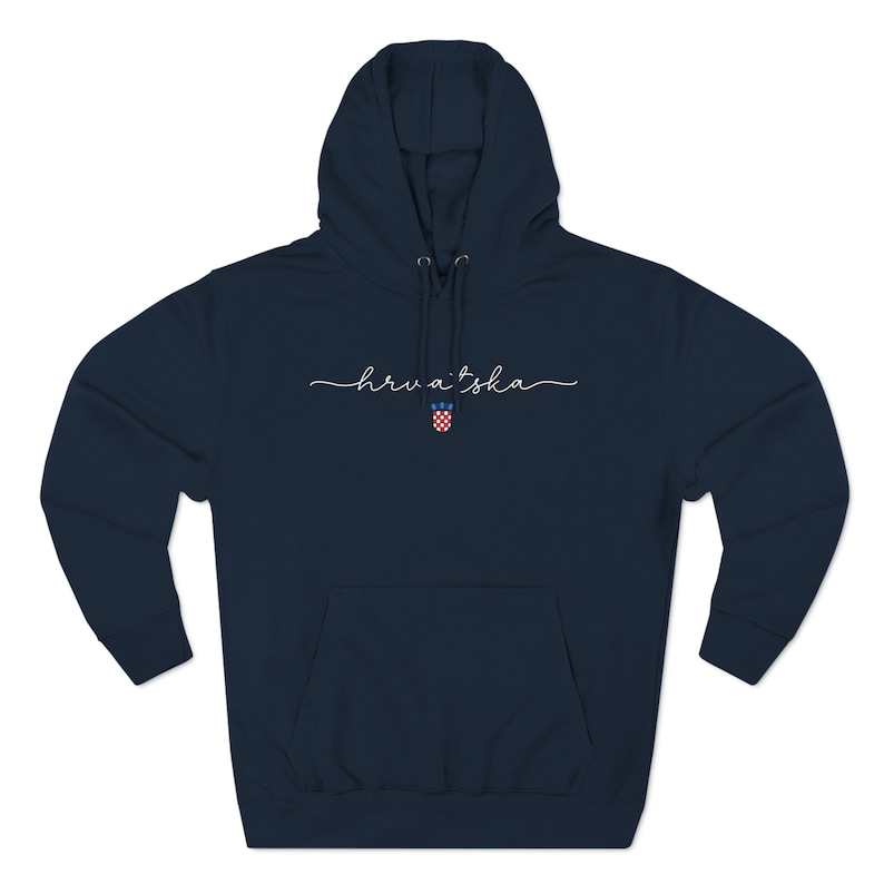 Hrvatska Hoodie, Croatia Sweatshirt, Croatian Soccer Clothes Hrvatski Nogomet Odjeca Hrvat Hrvatica Rodjendan Poklon Croat Heritage Festival Navy