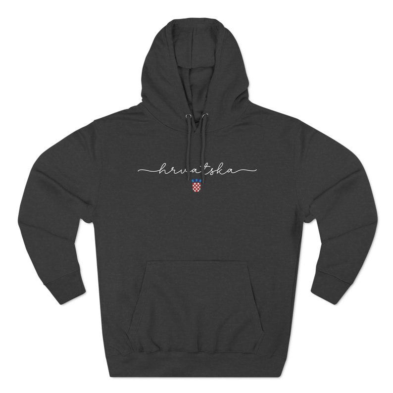 Hrvatska Hoodie, Croatia Sweatshirt, Croatian Soccer Clothes Hrvatski Nogomet Odjeca Hrvat Hrvatica Rodjendan Poklon Croat Heritage Festival Charcoal Heather